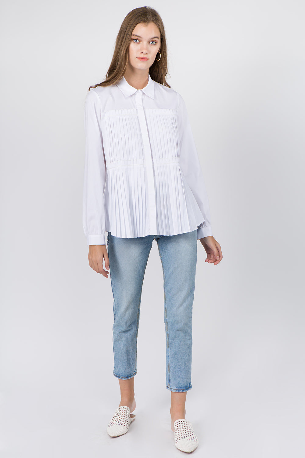 Pleat Detailed Button Up Blouse - Whiteroom+Cactus
