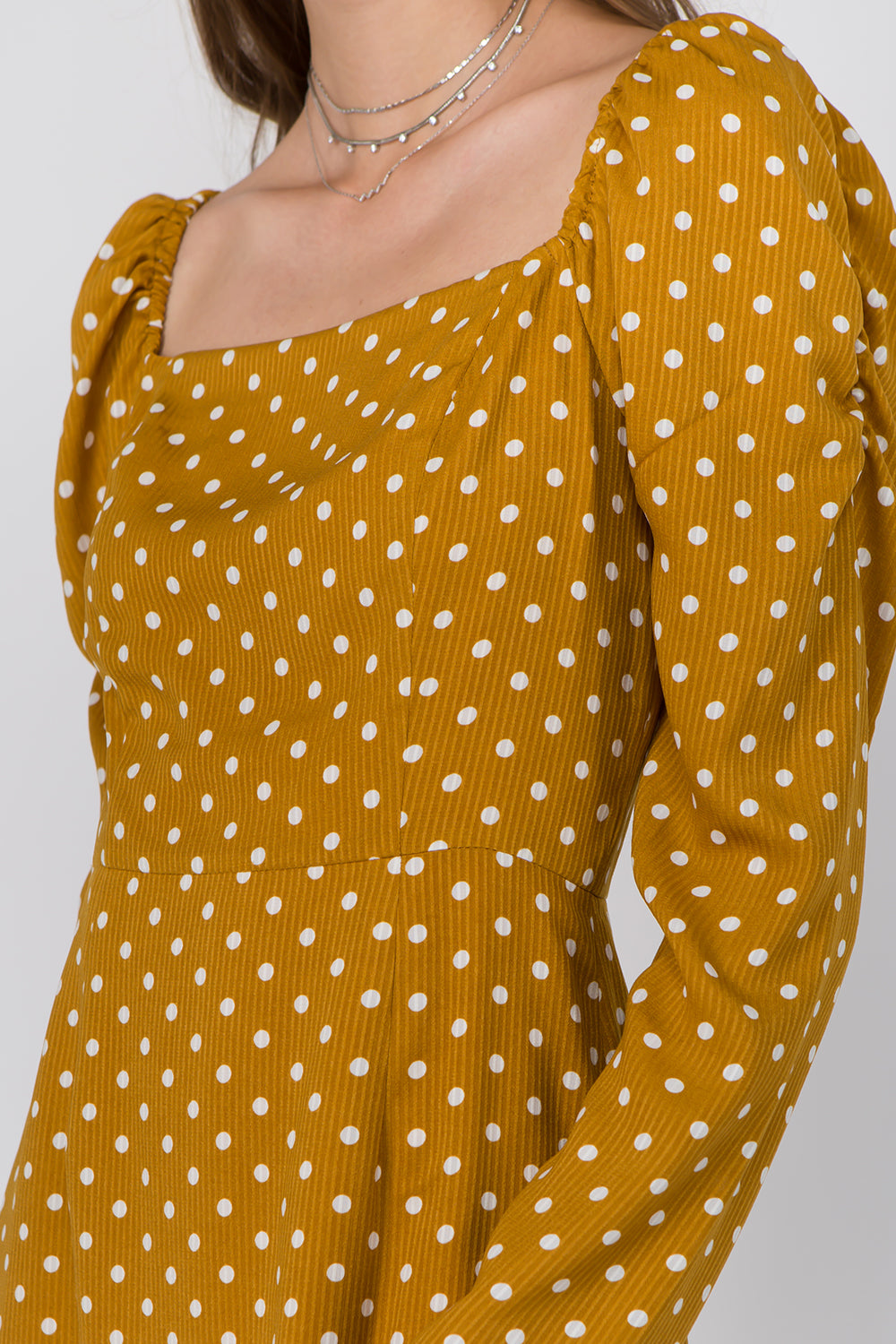 Shirred Sleeves Polka Dot Mini Dress - Whiteroom+Cactus