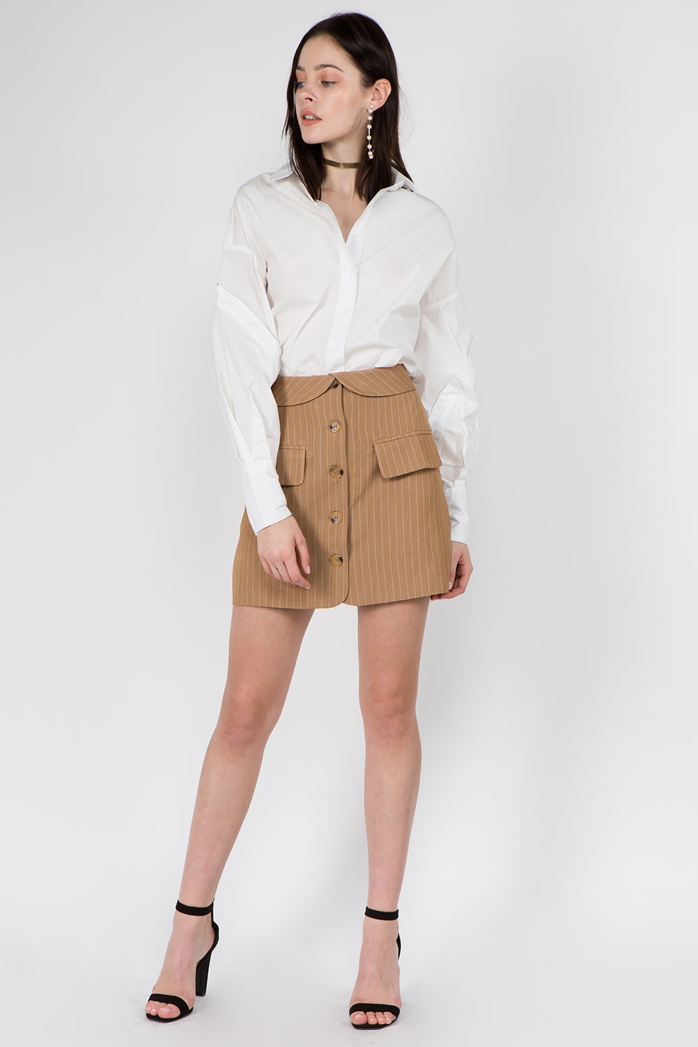 Pinstripe Button Skirt - Whiteroom+Cactus