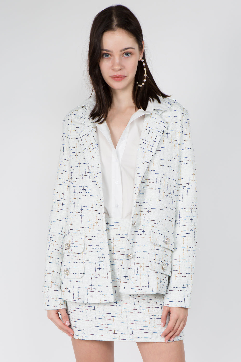 Tweed Pearl Button Blazer 2.0 - Whiteroom+Cactus