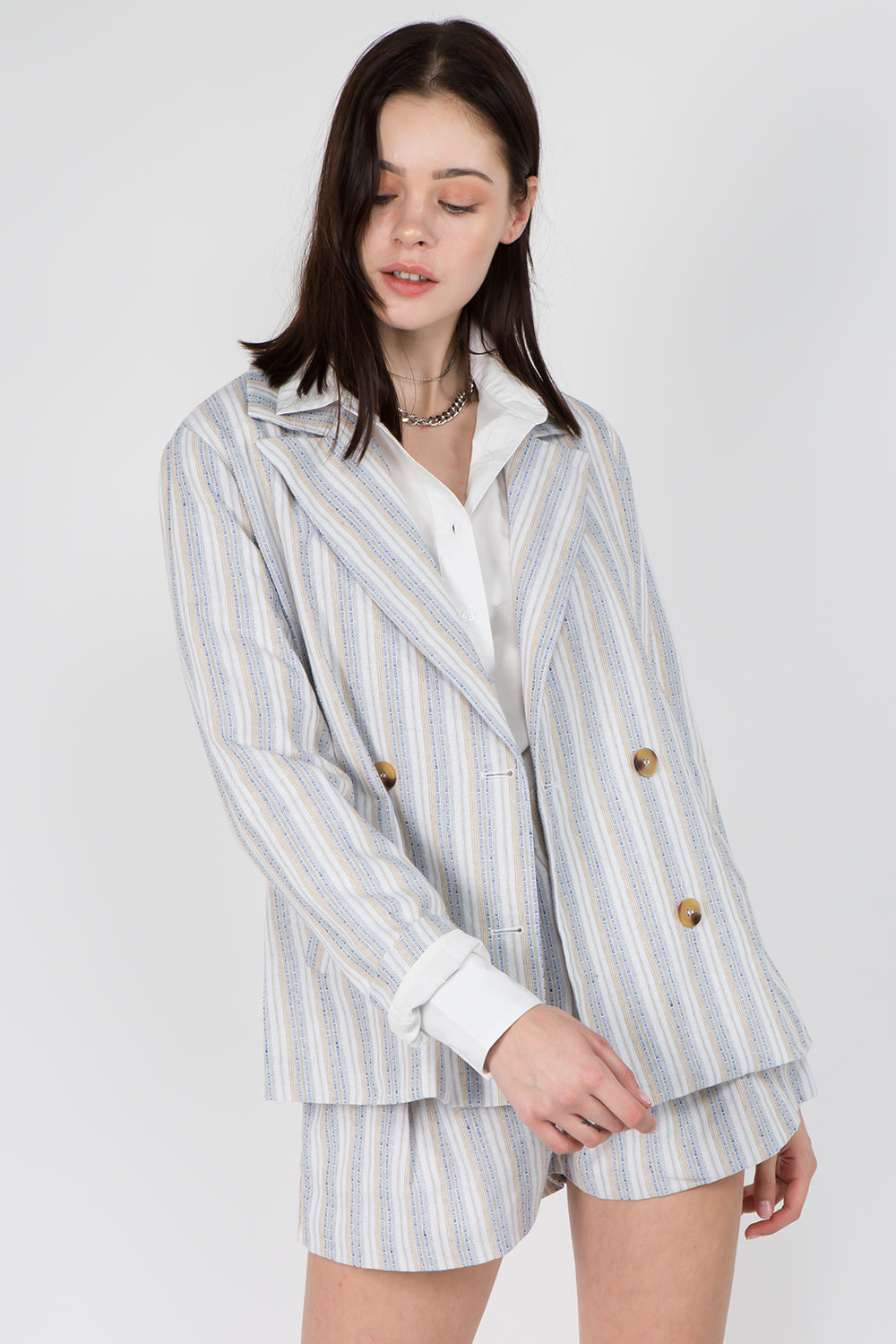 Linen Striped Blazer - Whiteroom+Cactus