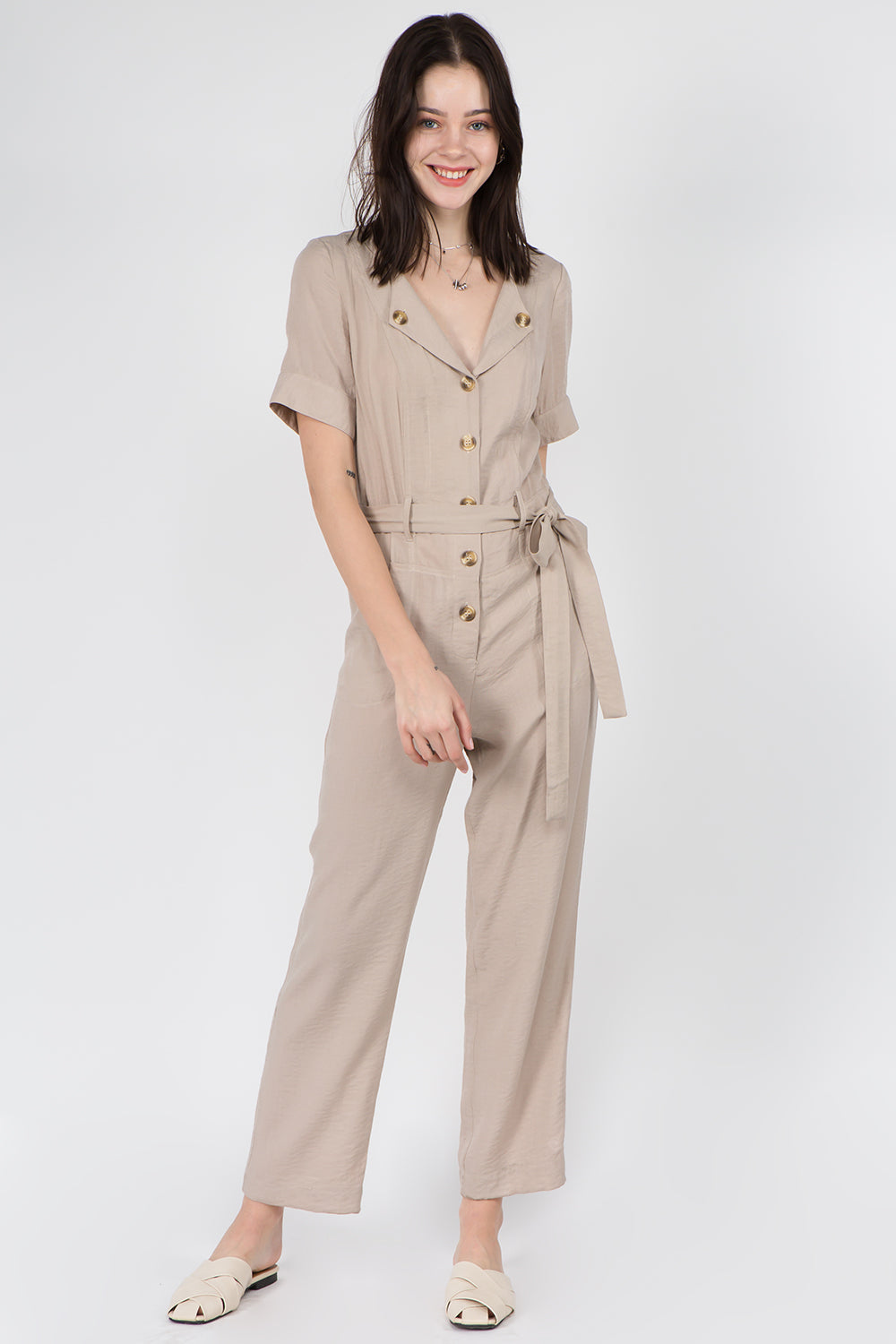 Button Down Linen Jumpsuit - Whiteroom+Cactus