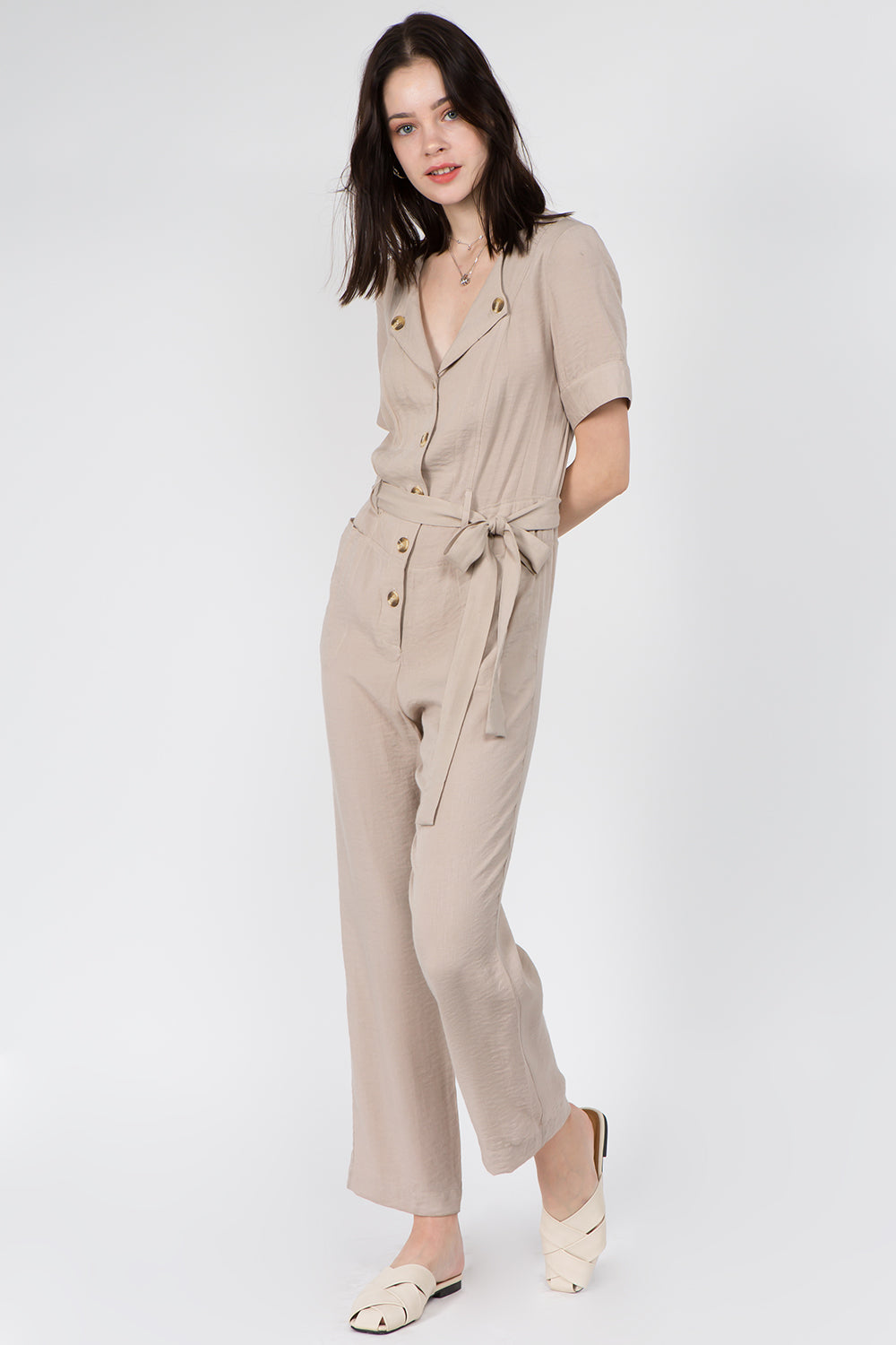 Button Down Linen Jumpsuit - Whiteroom+Cactus